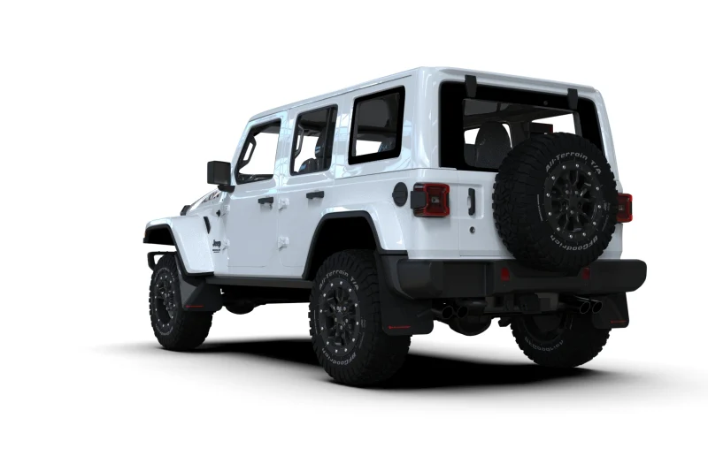 Rally Armor 2018+ Jeep Wrangler Rubicon JL Black UR Mud Flap w/ Metallic Black Logo - Image 2