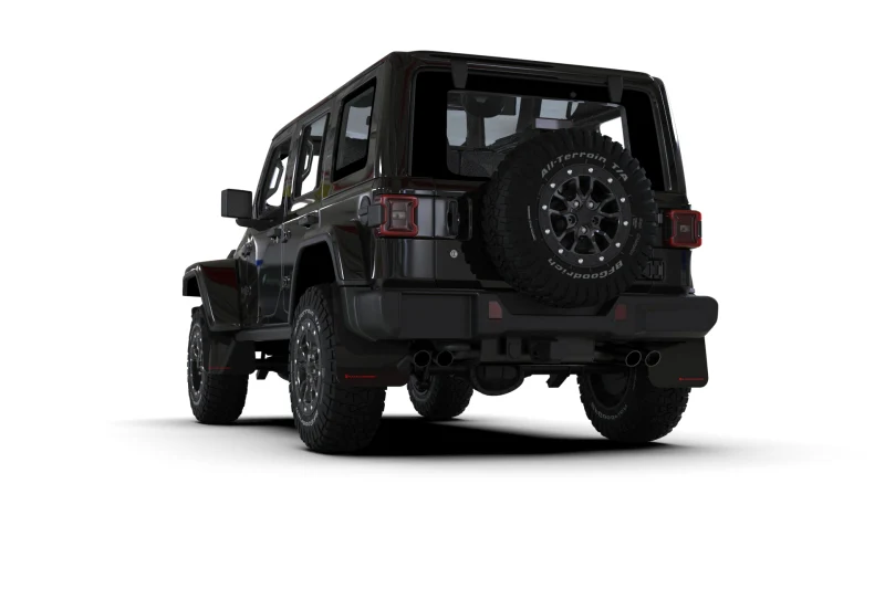 Rally Armor 2018+ Jeep Wrangler Rubicon JL Black UR Mud Flap w/ Metallic Black Logo - Image 3