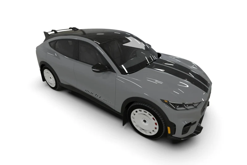 Rally Armor 2021-25 Ford Mach-E Rally Edition Black UR Mud Flap Metallic Black Logo - Image 3