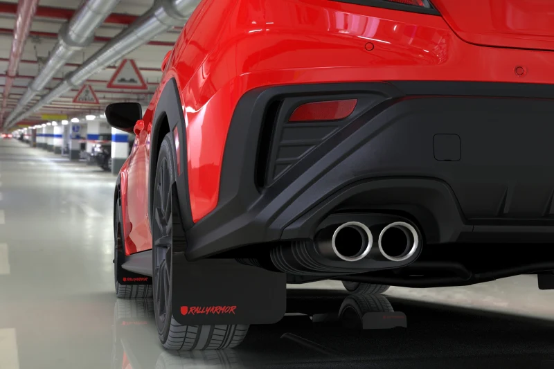 Rally Armor 22-26 Subaru WRX Black UR Mud Flap Altered Font Red Logo - Image 2