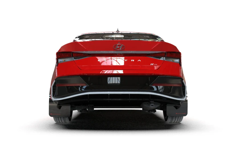 Rally Armor 24-26 Hyundai Elantra N/N Line Black Mud Flap w/Red Logo - Image 2