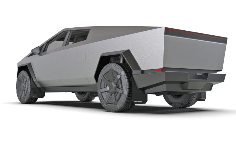 Rally Armor 24-25 Tesla Cybertruck Black UR Mud Flap White Logo - Image 2