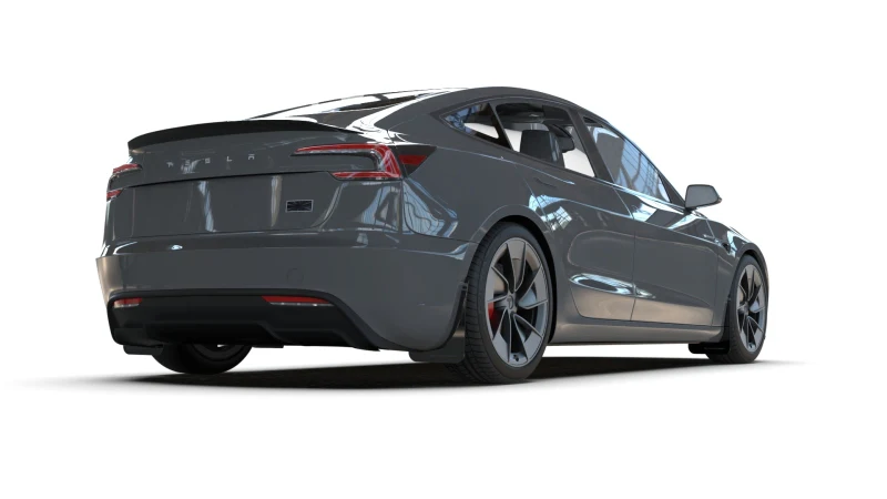 Rally Armor 24-26 Tesla Model 3 Highland Black UR Mud Flap Metallic Black Logo - Image 3