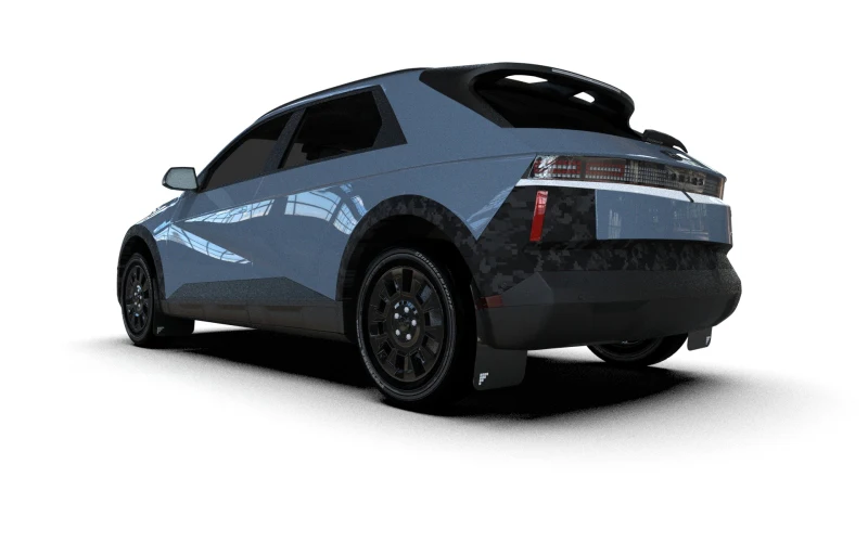 Rally Armor 25-26 Hyundai Ioniq 5 XRT Black Mud Flap Silver Battery Logo - Image 4
