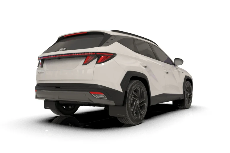 Rally Armor 25-26 Hyundai Tucson (Excl. ICE & XRT) Black UR Mud Flap w/ White Logo - Image 3