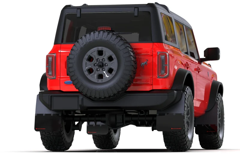 Rally Armor 21-25 Ford Bronco (Plstc Bmpr + RR - NO Rptr/Sprt) Blk Mud Flap w/Cy Orange Logo - Image 3
