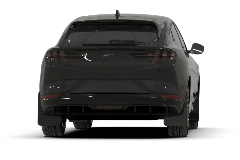 Rally Armor 21-25 Ford Mustang Mach-E/GT/Rally Black Mud Flap w/White Logo - Image 3