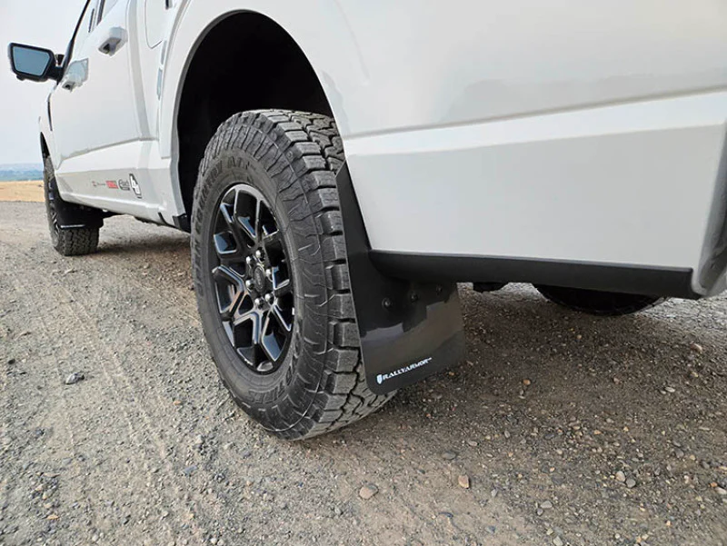 Rally Armor 21-25 Ford F-150 (Excl. Raptor) Black UR Mud Flap w/White Logo - Image 5