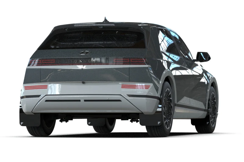Rally Armor 22-24 Hyundai Ioniq 5 Black UR Mud Flap Silver Battery Logo - Image 4