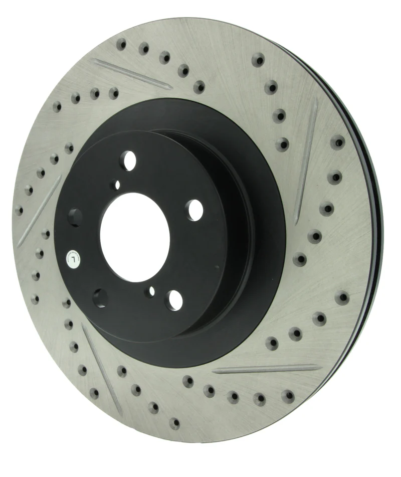 StopTech 02-10 Subaru WRX Slotted & Drilled Left Front Rotor (exc. STi) - Image 6