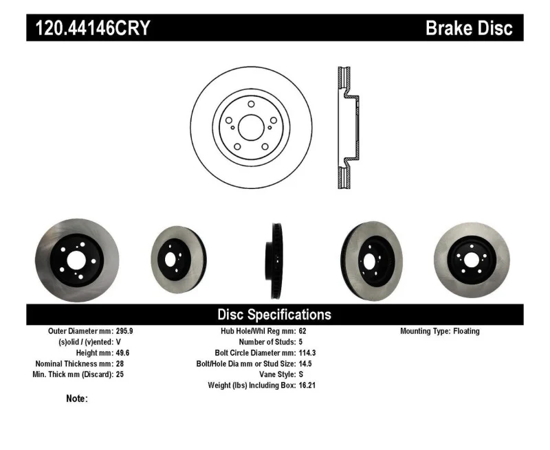 Stoptech 07 Lexus ES350 / 09 Pontiac Vibe / 09 Toyota Matrix Front CRYO-STOP Brake Rotor - Image 2