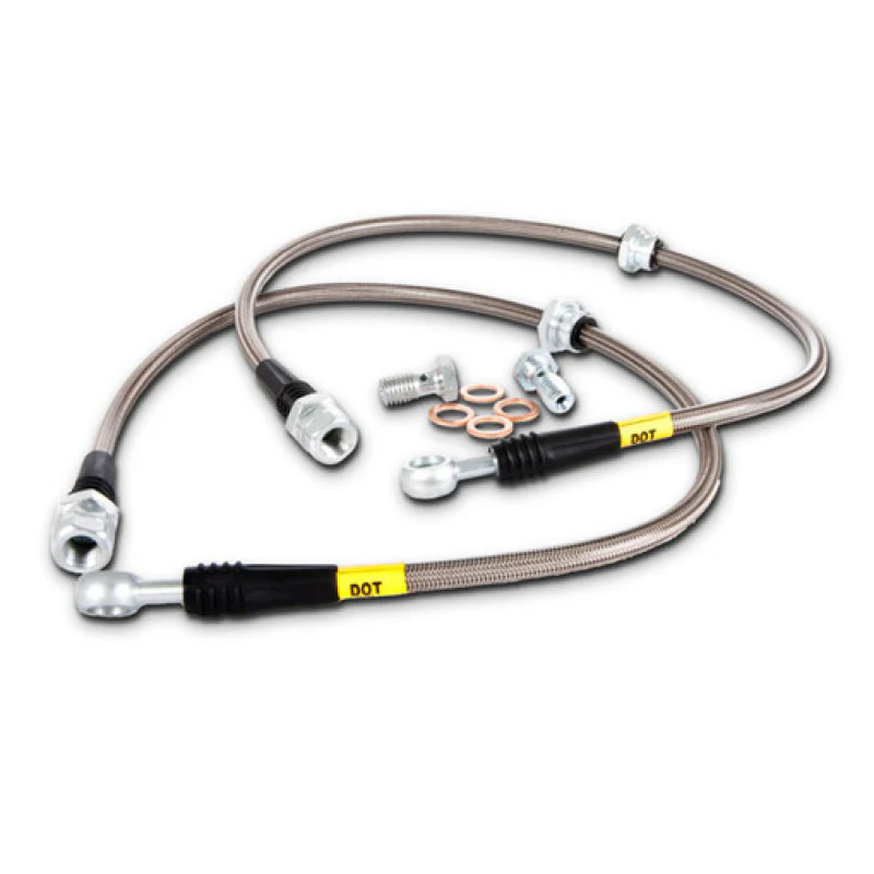 StopTech 94-02 Ford Mustang (Exc Cobra) / 03-04 Mustang Base & GT Stainless Steel Front Brake Lines - Image 3