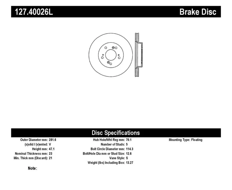 StopTech 97-01 Acura Integra Type R / 97-01 Honda CR-V Slotted & Drilled Left Front Rotor - Image 8