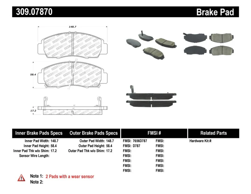 StopTech Performance 04-09 Acura TSX / 09 Accord V6 Coupe ONLY Front Brake Pads - Image 9