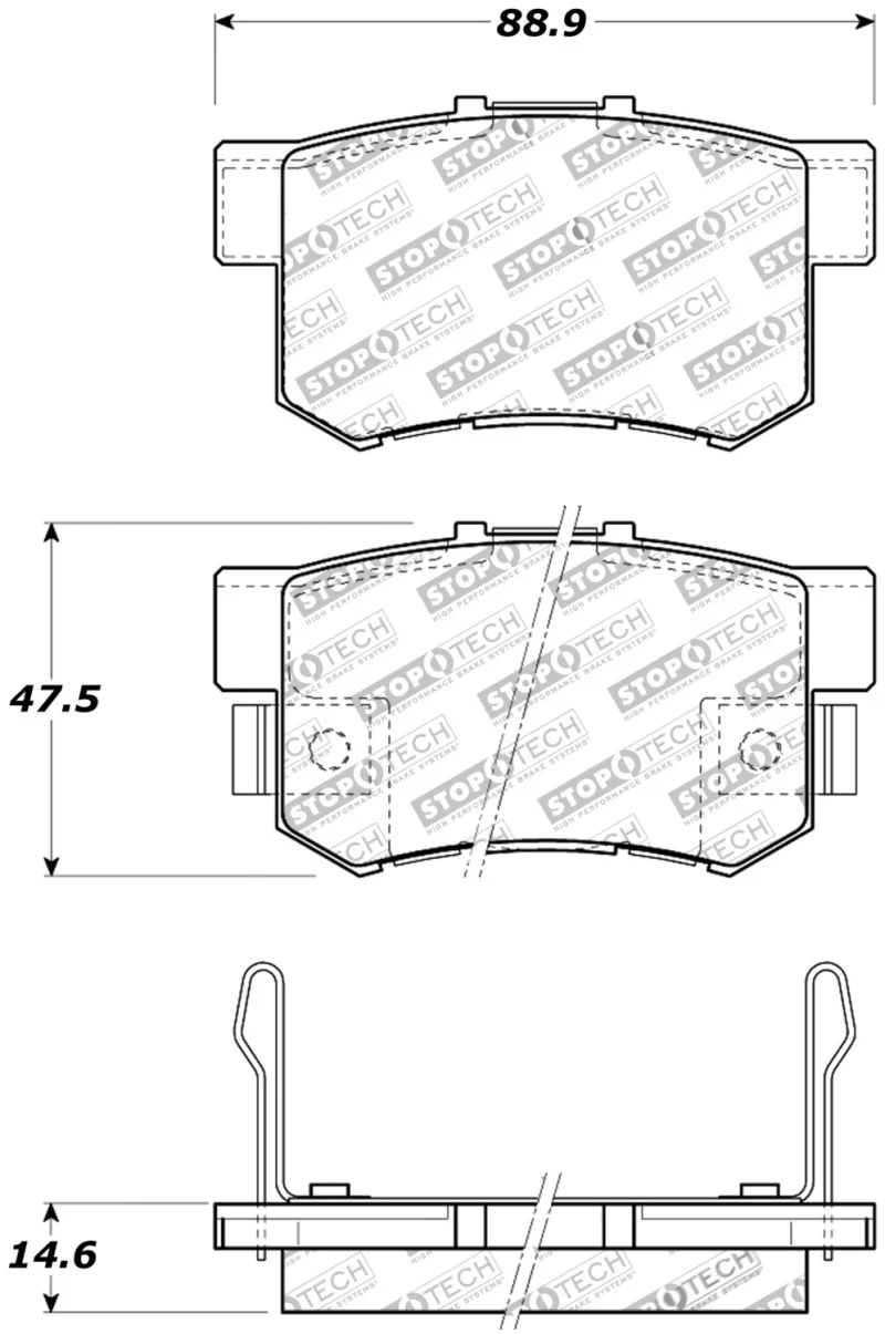 StopTech Performance 08-10 Honda Accord EX/EX-L Coupe / 08-10 LX/LX-P/LX+ Sedan Rear Brake Pads - Image 2