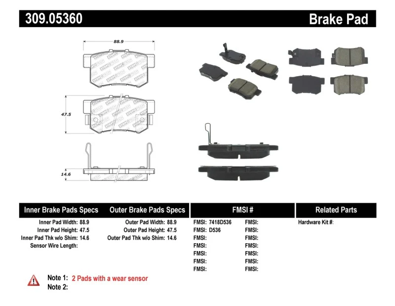 StopTech Performance 08-10 Honda Accord EX/EX-L Coupe / 08-10 LX/LX-P/LX+ Sedan Rear Brake Pads - Image 5
