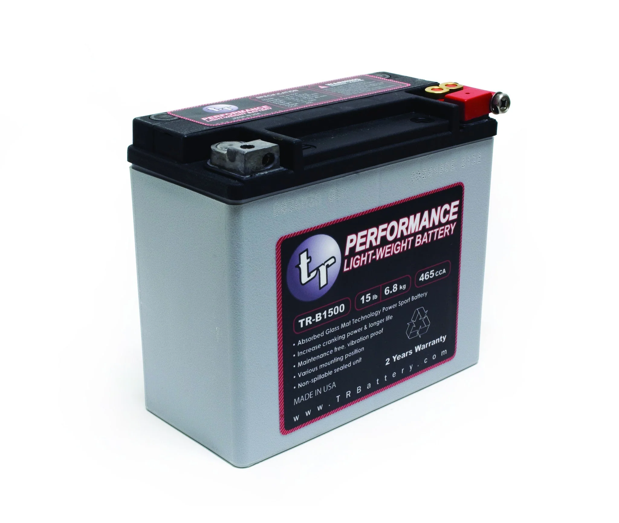 TR-B1500 15LBS AGM Lightweight Battery Street Use, Race Use, Track Use Universal Fit with Battery Tender (Optional) - Image 4