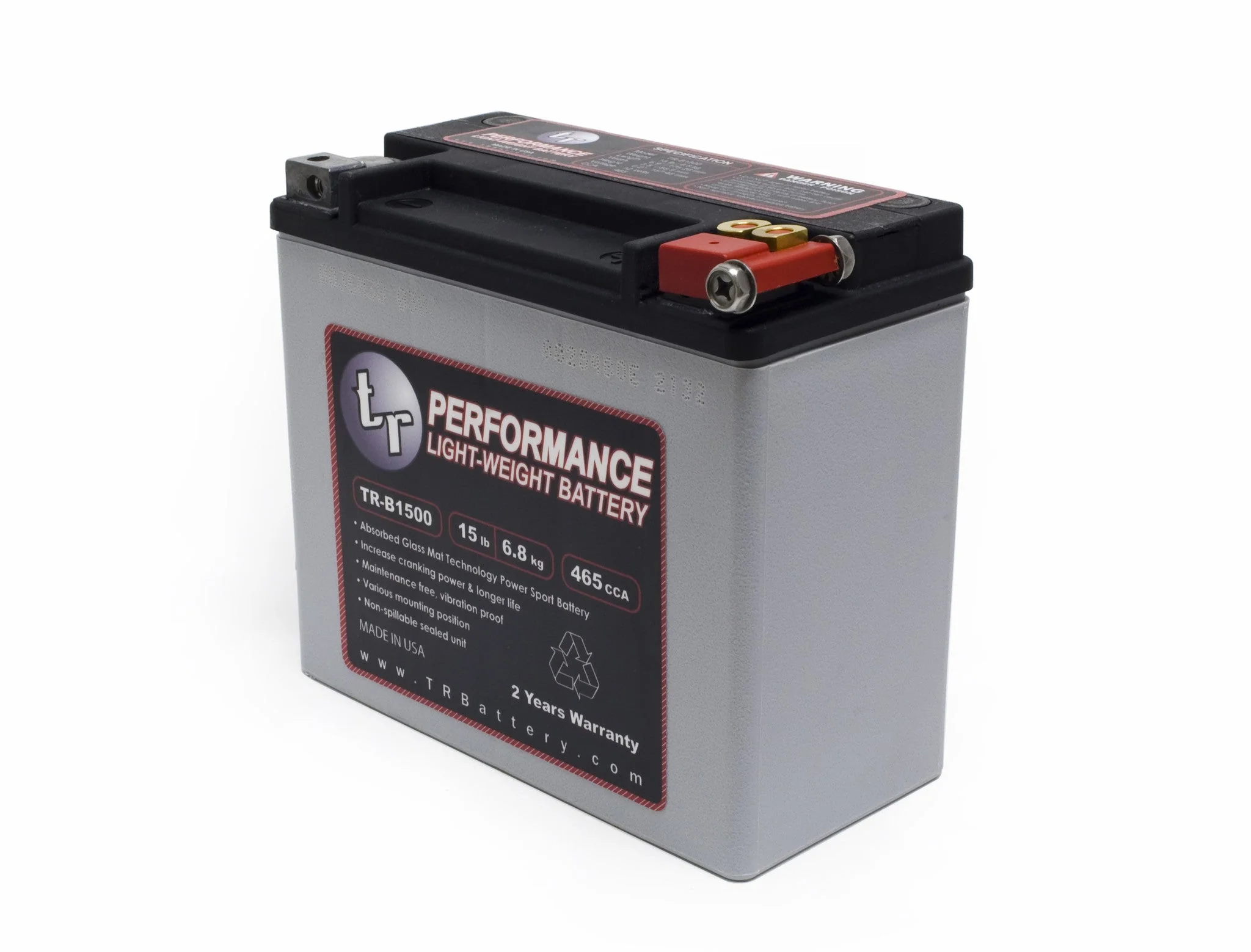 TR-B1500 15LBS AGM Lightweight Battery Street Use, Race Use, Track Use Universal Fit with Battery Tender (Optional) - Image 6