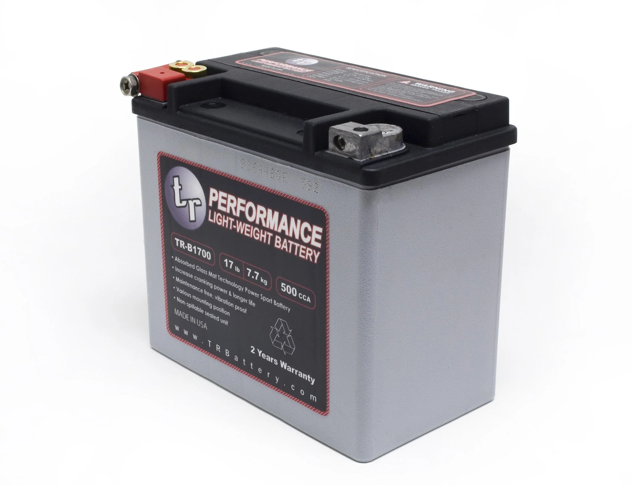 TR-B1700 17LBS AGM Lightweight Battery Street Use Race Use Track Use Universal Fit with Battery Tender (Optional) - Image 4