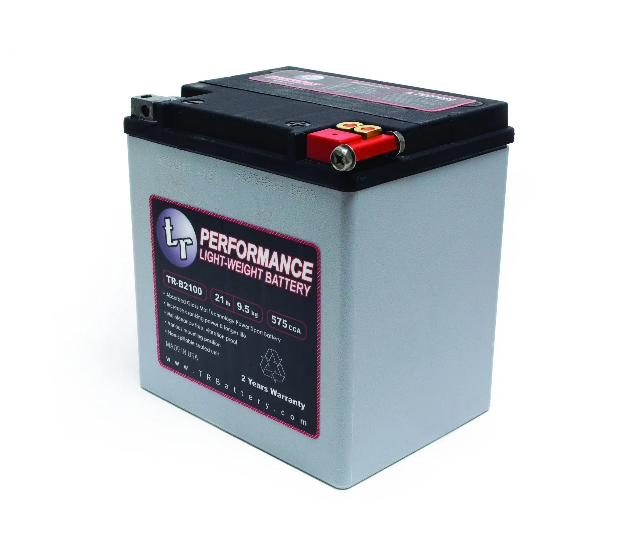 TR-B2100 21LBS AGM Lightweight Battery Street Use Race Use Track Use Universal Fit with Battery Tender (Optional) - Image 4