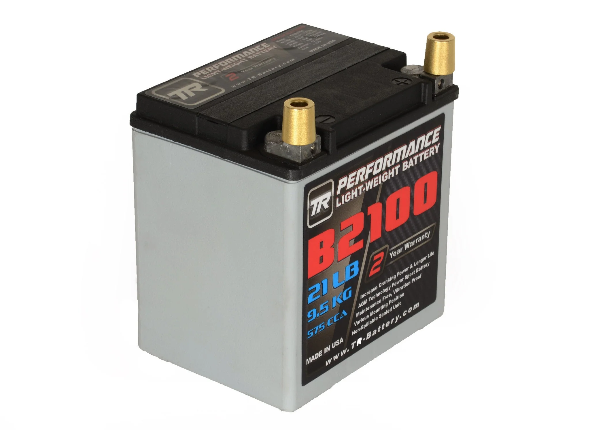 TR-B2100 21LBS AGM Lightweight Battery Street Use Race Use Track Use Universal Fit with Battery Tender (Optional) - Image 5