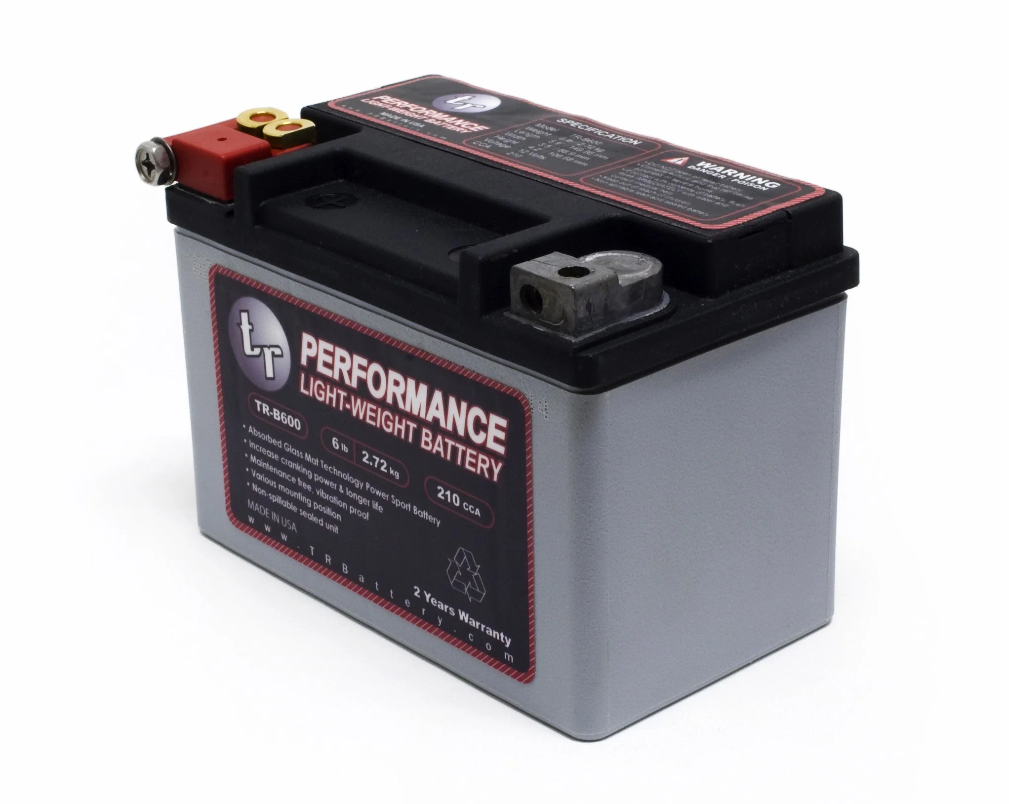 TR-B600 6LBS AGM Lightweight Battery Street Use Race Use Track Use Universal Fit with Battery Tender (Optional) - Image 5