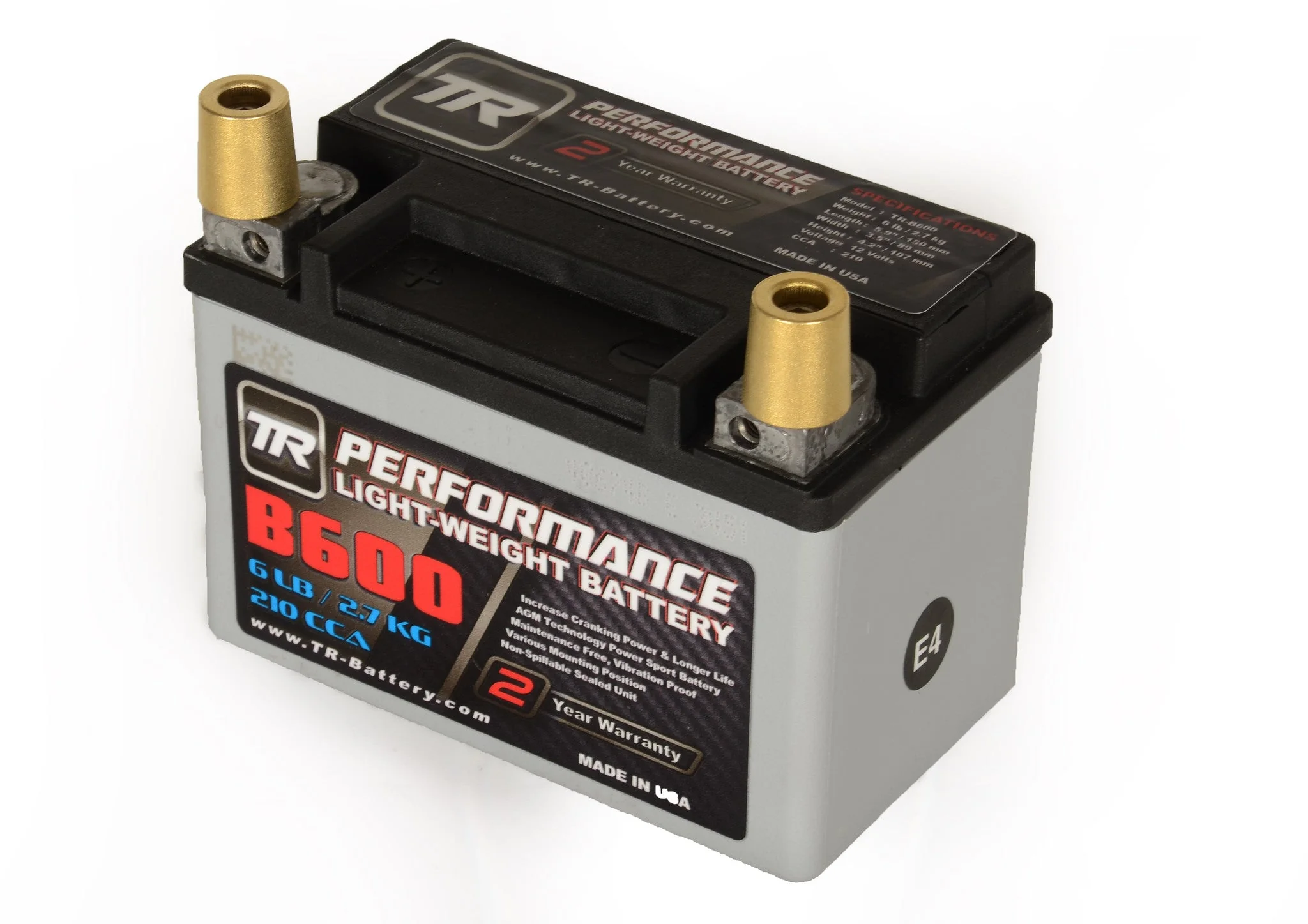 TR-B600 6LBS AGM Lightweight Battery Street Use Race Use Track Use Universal Fit with Battery Tender (Optional) - Image 8