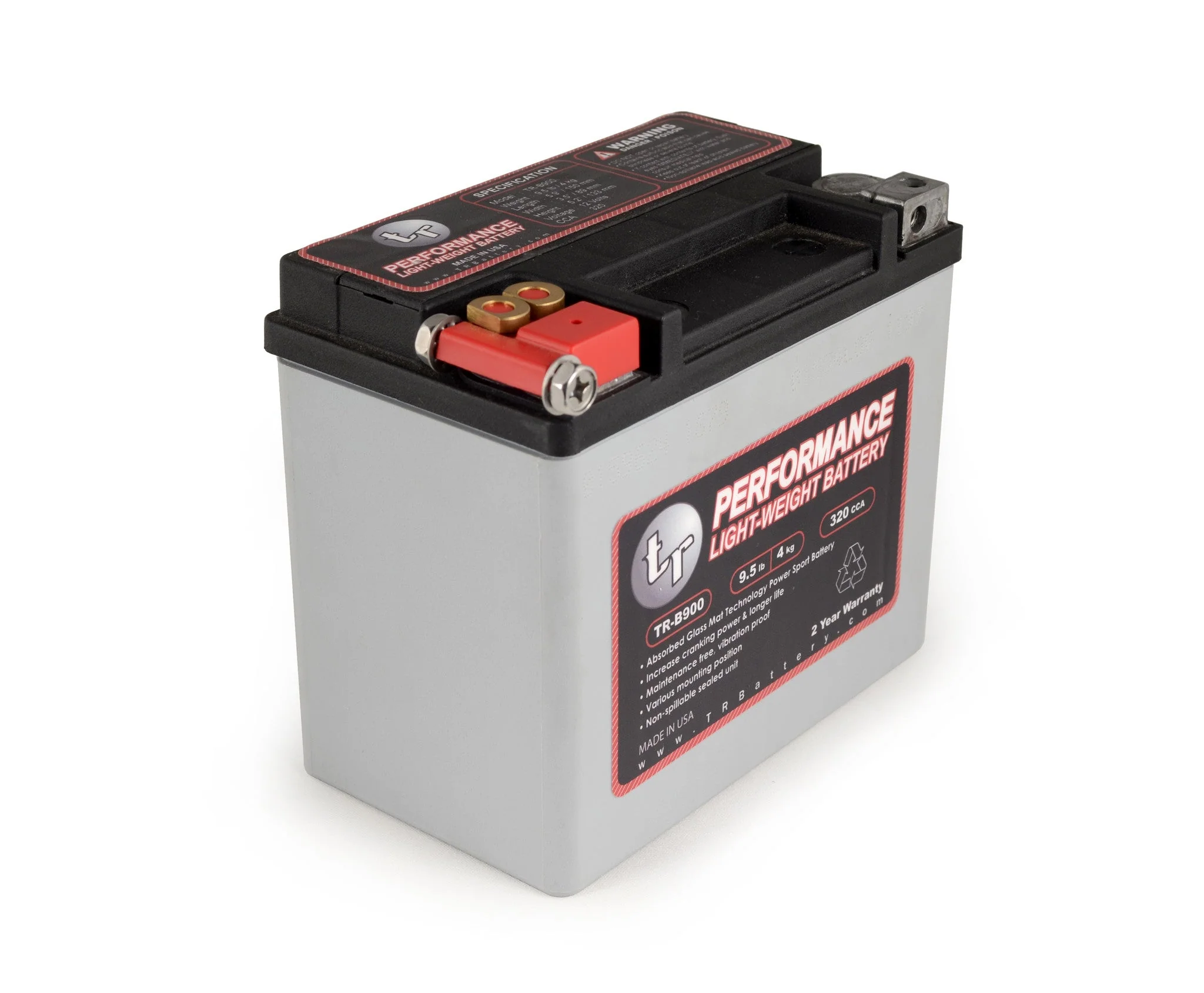 TR-B900 9LBS AGM Lightweight Battery Street Use Track Use Race Use Universal Fit with CTEK Battery Tender (Optional) - Image 8