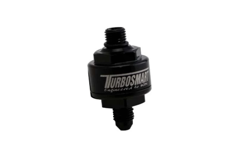 Turbosmart Billet Turbo Oil Feed Filter w/ 44 Micron Pleated Disc AN-4 Male to AN-4 ORB- Black - Image 2